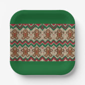 Gestrickter Weihnachtsmann-Weihnachtsmuster Pappteller (Vorderseite)