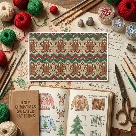 Gestrickter Weihnachtsmann-Weihnachtsmuster Rechteckiger Aufkleber