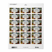 Gestricktes Glas mit sitzender Dame. Adressaufkleber (Vorne)