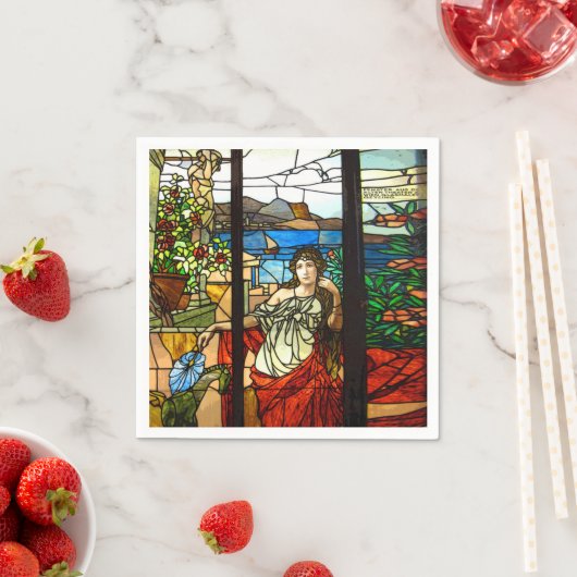 Gestricktes Glas mit sitzender Dame. Serviette (Beispiel)