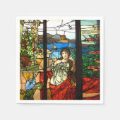 Gestricktes Glas mit sitzender Dame. Serviette (Vorderseite)