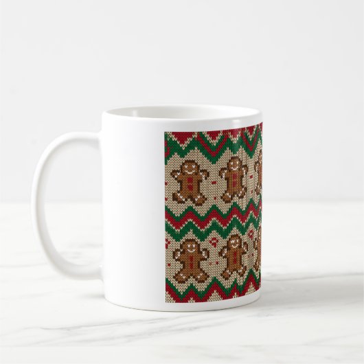 Gestricktes Lebkuchenmann-Weihnachtsmuster Kaffeetasse (Links)