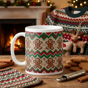 Gestricktes Lebkuchenmann-Weihnachtsmuster Kaffeetasse