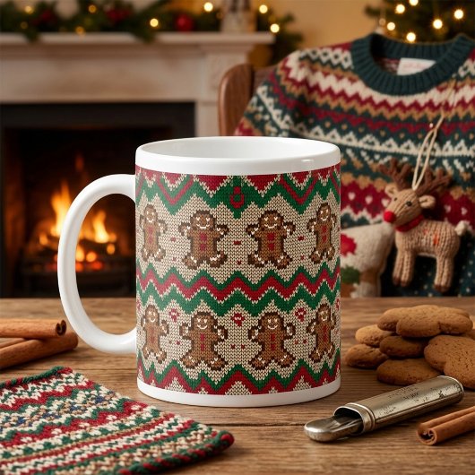 Gestricktes Lebkuchenmann-Weihnachtsmuster Kaffeetasse