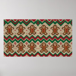 Gestricktes Lebkuchenmann-Weihnachtsmuster  Poster