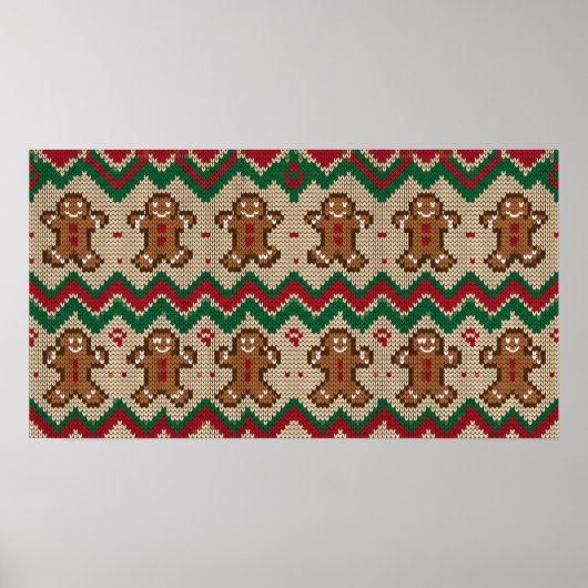 Gestricktes Lebkuchenmann-Weihnachtsmuster Poster (Vorne)
