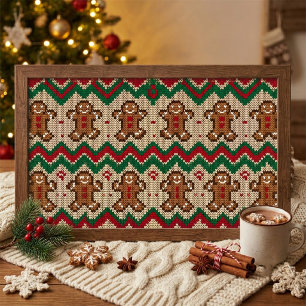Gestricktes Lebkuchenmann-Weihnachtsmuster  Poster