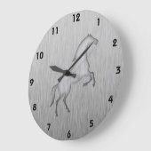 Gestricktes Metall-Look Pferd Große Wanduhr (Winkel)