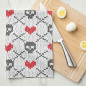 Gestricktes Muster mit den Schädeln Geschirrtuch (Viertel Falte)
