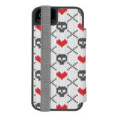 Gestricktes Muster mit den Schädeln Incipio iPhone Geldbeutel-Hülle (Folio Rückseite)