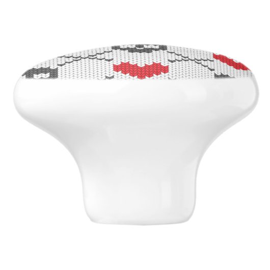 Gestricktes Muster mit den Schädeln Keramikknauf (Seitenansicht)