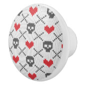 Gestricktes Muster mit den Schädeln Keramikknauf (Rechts)