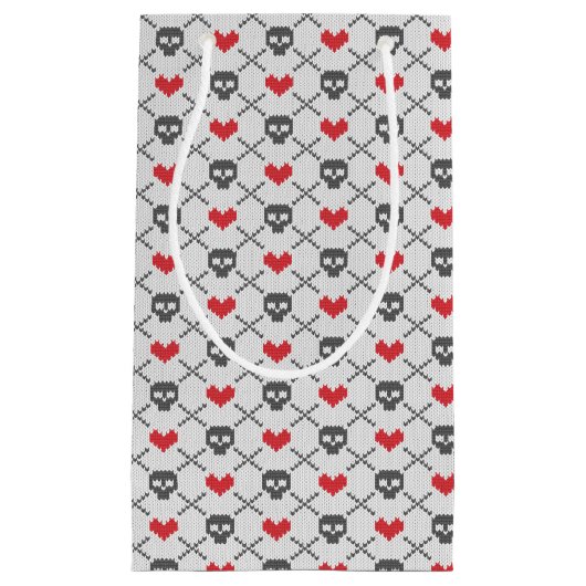 Gestricktes Muster mit den Schädeln Kleine Geschenktüte (Vorderseite)
