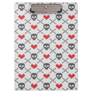 Gestricktes Muster mit den Schädeln Klemmbrett