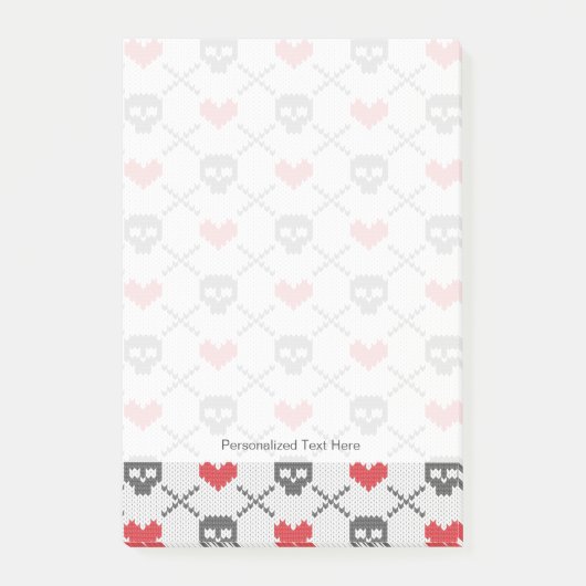 Gestricktes Muster mit den Schädeln Post-it Klebezettel (Vorderseite)