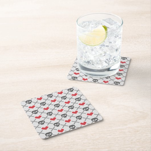 Gestricktes Muster mit den Schädeln Rechteckiger Pappuntersetzer (Vor Ort)