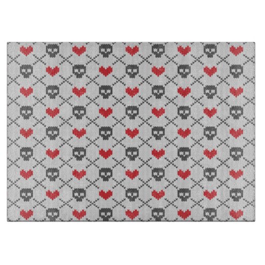 Gestricktes Muster mit den Schädeln Schneidebrett (Vorderseite)