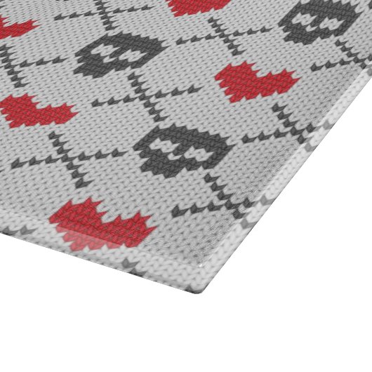 Gestricktes Muster mit den Schädeln Schneidebrett (Ecke)