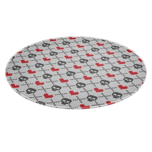 Gestricktes Muster mit den Schädeln Schneidebrett (Ecke)