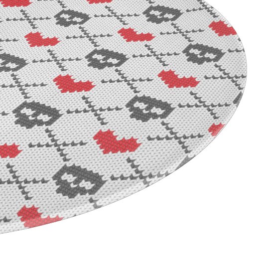 Gestricktes Muster mit den Schädeln Schneidebrett (Ecke)