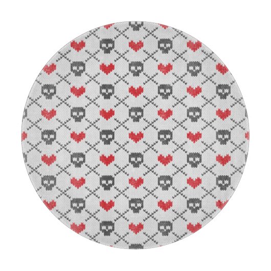 Gestricktes Muster mit den Schädeln Schneidebrett (Vorderseite)