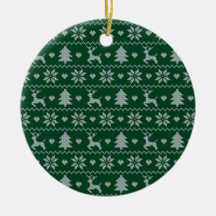 Gestricktes nahtloses Weihnachtsmuster Keramik Ornament