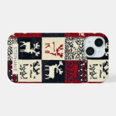 Gestricktes Patchwork-Weihnachtsmuster | Rustikal iPhone 15 Hülle (Rückseite (Horizontal))