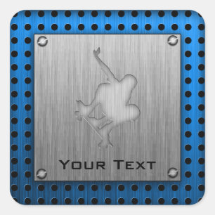 Gestricktes Skateboarding im Metalllook Quadratischer Aufkleber