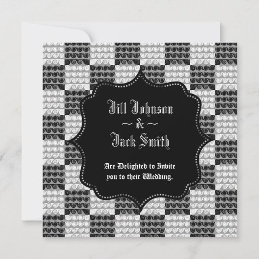 Gestrippte karierte Wirbel (Hochzeit) Einladung (Vorderseite)