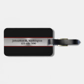 Gestrippter MetallLook und Schwarz Mit Monogramm Gepäckanhänger (Rückseite horizontal)