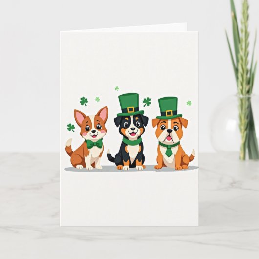 Gestromte Hunde St. Patricks Karte (Vorderseite)