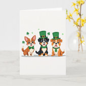 Gestromte Hunde St. Patricks Karte (Gelbe Blume)