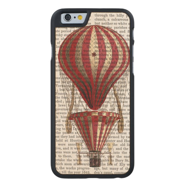 Gestufte Heißluftballon Print Red Carved Wood iPhone Hülle (Rückseite)