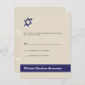 Gestürtete Star von David Bar Mitzvah Reply Einlad RSVP Karte (Vorne/Hinten)