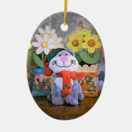 Gestütetes Tierkätzchen und Schal Keramikornament