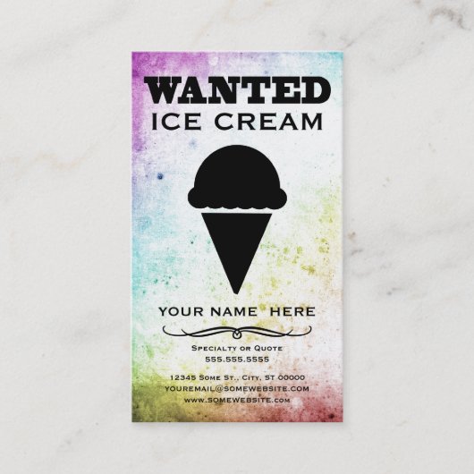 gesucht: Eiscreme Visitenkarte (Vorderseite)