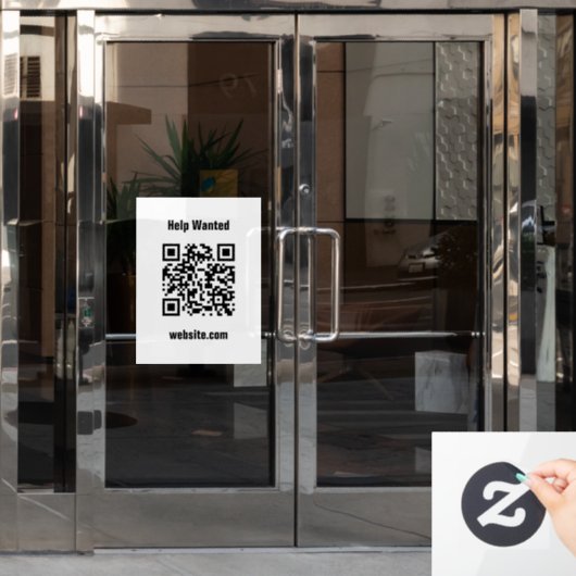 Gesucht-Hilfe-QR-Code-Website Weiß Vorlage Fensteraufkleber (Büro Tür)