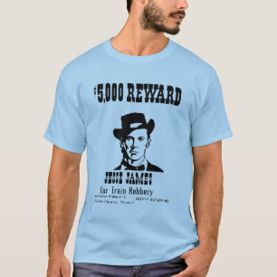Gesucht Jesse James alte Vintage historische Blue T-Shirt