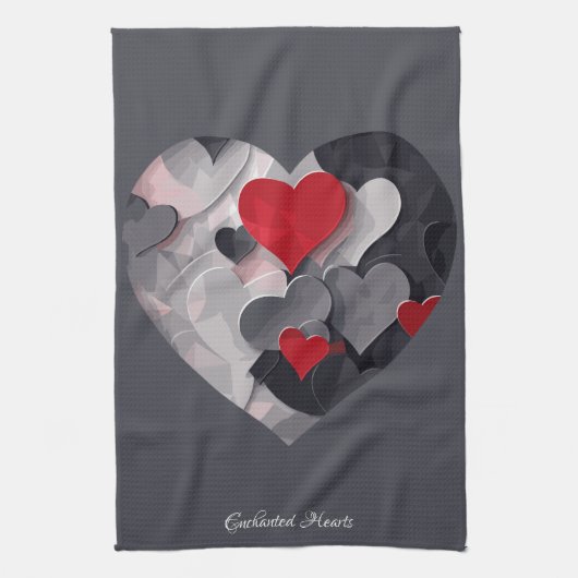Gesuchte Herzen Geschirrtuch (Vertikal)