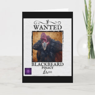 Gesuchter Blackbeard-Huhn Lustiger Piratenposter-E Karte
