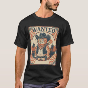 Gesuchter Cowboy Western-Kater, Lustiger Vintage-K T-Shirt
