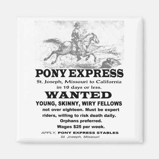 Gesuchter Pony-Express-Reiter Magnet (Vorne)