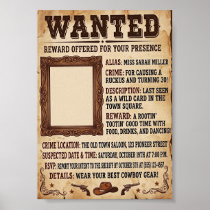Gesuchtes Plakat – Vintage Western Cowboy Stil