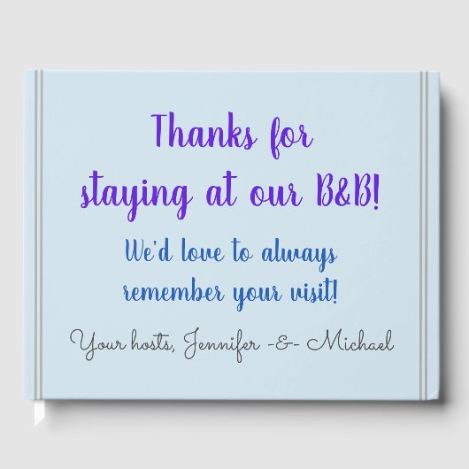 Gesuchtes und respektable B-and-B Gästebuch (Vorderseite)