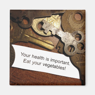 Gesund essen, es ist wichtig, antike Schlüssel-Ins Magnet