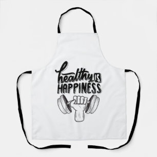 Gesund ist Glück Fitnessstudio Motivationsdesign Schürze