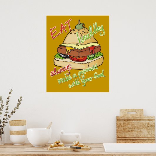 Gesunde Burgerpyramide Poster (Küche)