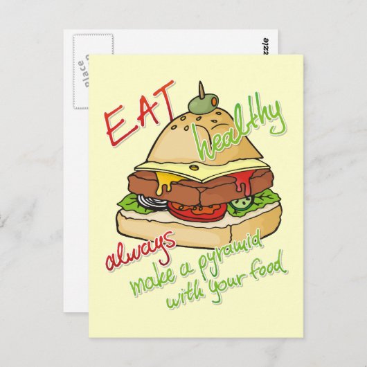 Gesunde Burgerpyramide Postkarte (Vorne/Hinten)
