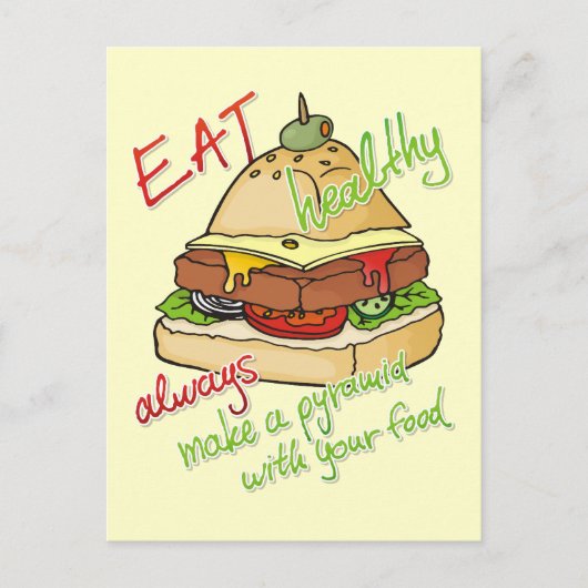 Gesunde Burgerpyramide Postkarte (Vorderseite)
