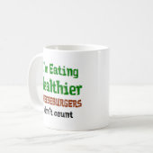 gesunde Cheeseburger essen Kaffeetasse (Vorderseite Links)